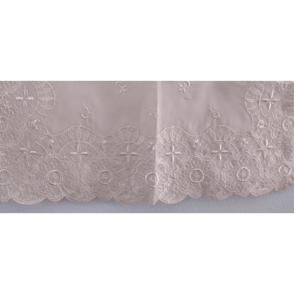 Vintage Embroidered Lace‎ Doily With Scalloped Eyelets 14 & 12 X 10 & 1/2 Cream